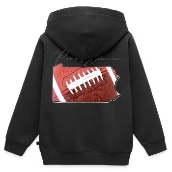 Football in der Pennsylvania State Landkarte PA - Kinder Premium Organic Zip Hoodie - Schwarz - Hinten - AI Model Kid Male (0cm)