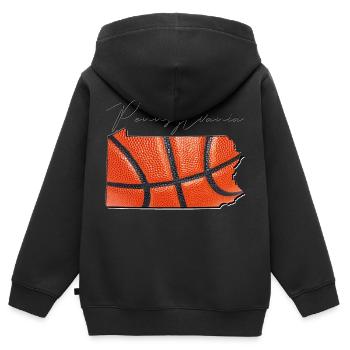 Basketball in Pennsylvania State Map PA - Kids Premium Organic Zip-up Hoodie - black - Back - AI Model Kid Male (0cm)