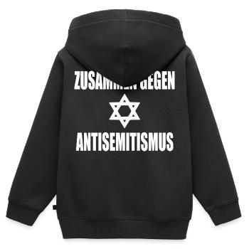 zusammen gegen antisemitismus - Kinder Premium Organic Zip Hoodie - Schwarz - Hinten - AI Model Kid Male (0cm)