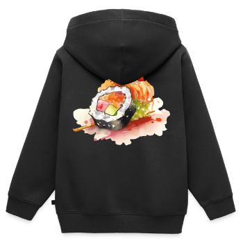 Sushi - Sweat Premium à capuche zippé enfant bio - noir - Dos - AI Model Kid Male (0cm)