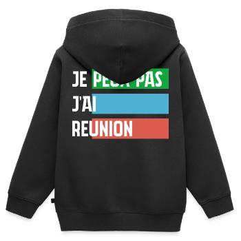 Ich kann keine Besprechung abhalten - Kinder Premium Organic Zip Hoodie - Schwarz - Hinten - AI Model Kid Male (0cm)