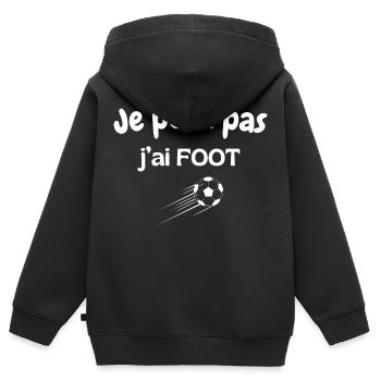 Je peux pas j'ai foot - Sweat Premium à capuche zippé enfant bio - noir - Dos - AI Model Kid Male (0cm)