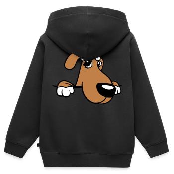 Dog Behind Wall Pretty Lady Bow Female - Kids Premium Organic Zip-up Hoodie - black - Back - AI Model Kid Male (0cm)