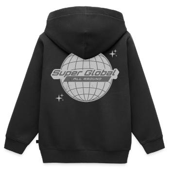 Super Global World Retro Vintage - Kids Premium Organic Zip-up Hoodie - black - Back - AI Model Kid Male (0cm)