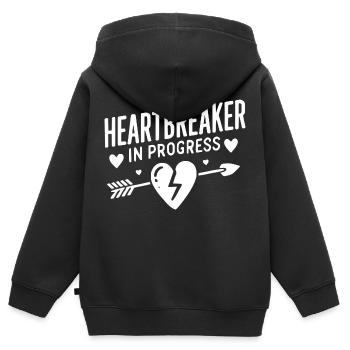 Heartbreaker in Progress - Kids Premium Organic Zip-up Hoodie - black - Back - AI Model Kid Male (0cm)