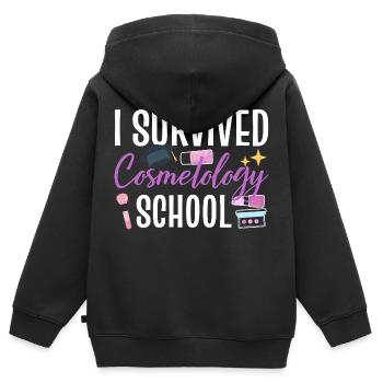 I Survived Cosmetology School - Kids Premium Organic Zip-up Hoodie - black - Back - AI Model Kid Male (0cm)