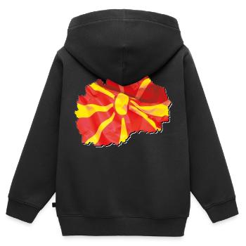Drapeau de la Macédoine sur la carte de la Macédoine - Sweat Premium à capuche zippé enfant bio - noir - Dos - AI Model Kid Male (0cm)