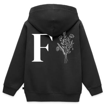 Minimalistische Blumen - Kinder Premium Organic Zip Hoodie - Schwarz - Hinten - AI Model Kid Male (0cm)