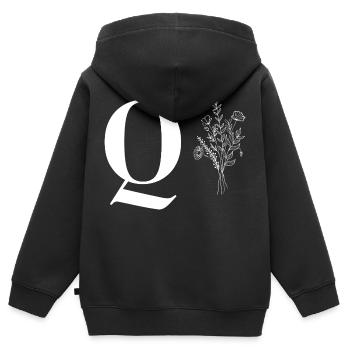 Minimalistisches Blumenmuster - Kinder Premium Organic Zip Hoodie - Schwarz - Hinten - AI Model Kid Male (0cm)