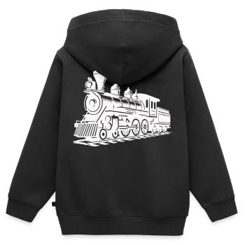 lokomotive zug - Kinder Premium Organic Zip Hoodie - Schwarz - Hinten - AI Model Kid Male (0cm)