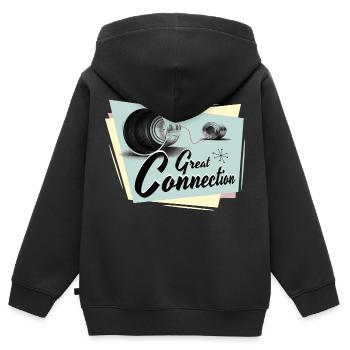 Fifties Super téléphone connecté - Sweat Premium à capuche zippé enfant bio - noir - Dos - AI Model Kid Male (0cm)