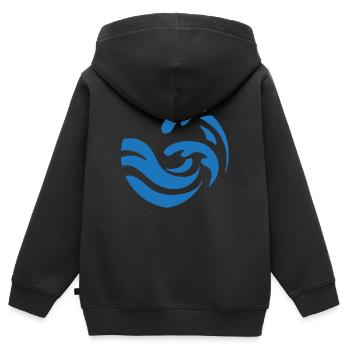 schlichtes blaues Wellen Design - Kinder Premium Organic Zip Hoodie - Schwarz - Hinten - AI Model Kid Male (0cm)