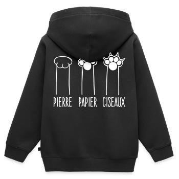 Stein, Papier, Schere - Kinder Premium Organic Zip Hoodie - Schwarz - Hinten - AI Model Kid Male (0cm)