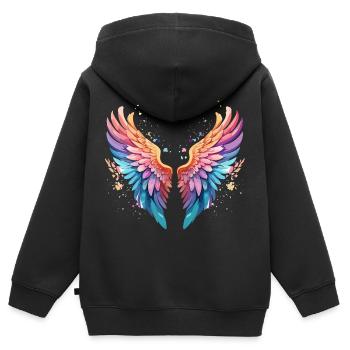 angelwings,engelsflügel,graffiti,malerei,bunt - Kinder Premium Organic Zip Hoodie - Schwarz - Hinten - AI Model Kid Male (0cm)