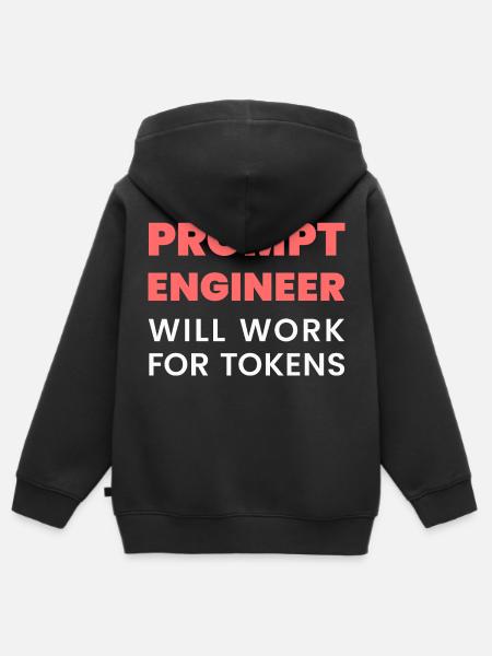 Prompt Engineer Will Work for Tokens Funny Men K - Kids Premium Organic Zip-up Hoodie - black