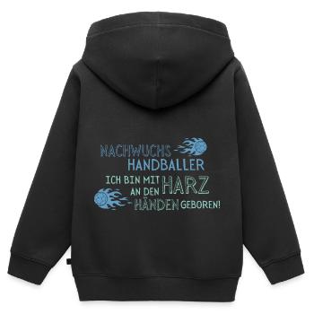 Nachwuchs Handballer Baby Schwangerschaft Geburt - Kinder Premium Organic Zip Hoodie - Schwarz - Hinten - AI Model Kid Male (0cm)