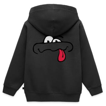 Lustiges Comic Cartoon Gesicht Zunge Rausstrecken - Kinder Premium Organic Zip Hoodie - Schwarz - Hinten - AI Model Kid Male (0cm)