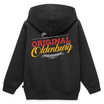 Original aus Oldenburg - Kinder Premium Organic Zip Hoodie - Schwarz - Hinten - AI Model Kid Male (0cm)