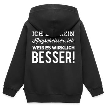 ich bin kein Klugscheisser - weiss - Kinder Premium Organic Zip Hoodie - Schwarz - Hinten - AI Model Kid Male (0cm)