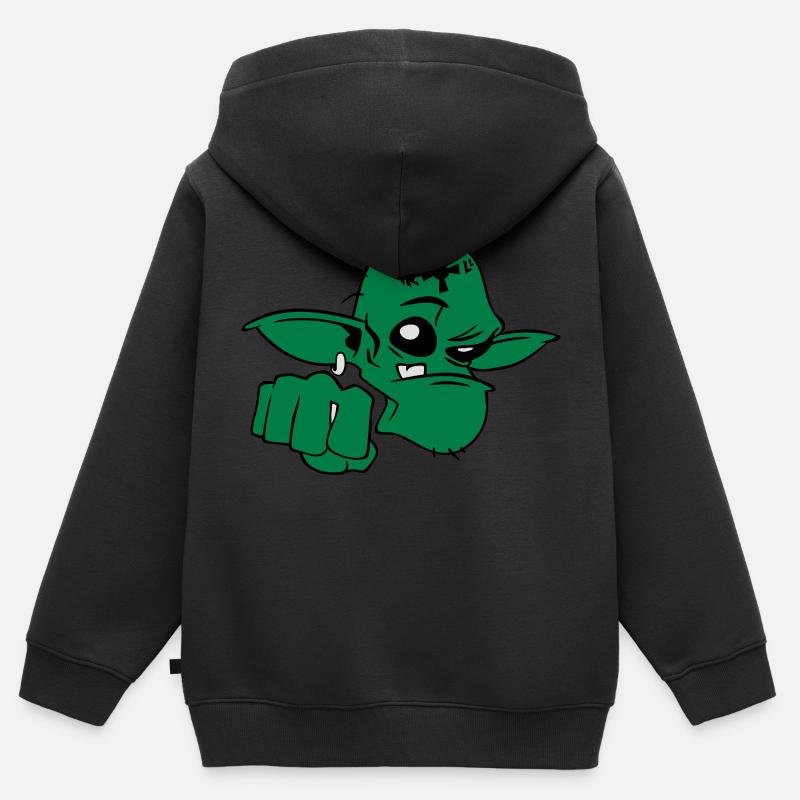 Troll - Kinder Premium Organic Zip Hoodie - Schwarz