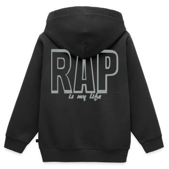 rap is my life - Kinder Premium Organic Zip Hoodie - Schwarz - Hinten - AI Model Kid Male (0cm)