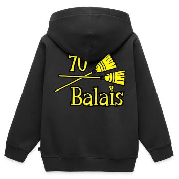 70 Jahre Besen - Kinder Premium Organic Zip Hoodie - Schwarz - Hinten - AI Model Kid Male (0cm)