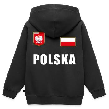 Polen Fussball T-Shirt Trikot Fanshirt Fans - Kinder Premium Organic Zip Hoodie - Schwarz - Hinten - AI Model Kid Male (0cm)