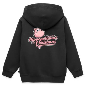 Je Veux Un Hippopotame Pour Noël - Désir de Noël - Sweat Premium à capuche zippé enfant bio - noir - Dos - AI Model Kid Male (0cm)