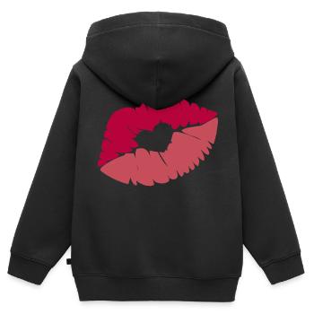 Embrasser la bouche avec le coeur - Sweat Premium à capuche zippé enfant bio - noir - Dos - AI Model Kid Male (0cm)