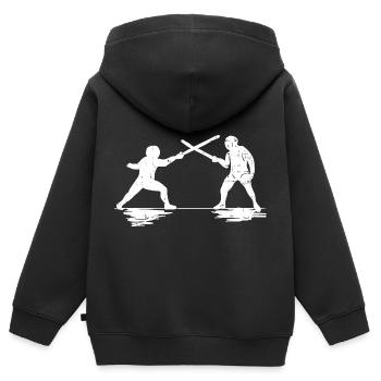 fechten Schwert Degen Duell Arena Schwertkampf - Kinder Premium Organic Zip Hoodie - Schwarz - Hinten - AI Model Kid Male (0cm)