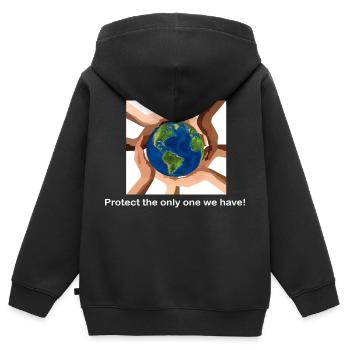 Nous avons seulement une terre! - Sweat Premium à capuche zippé enfant bio - noir - Dos - AI Model Kid Male (0cm)