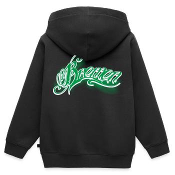 Brême - Sweat Premium à capuche zippé enfant bio - noir - Dos - AI Model Kid Male (0cm)