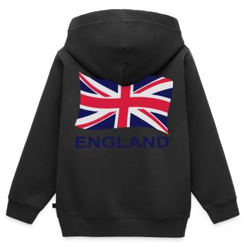 drapeau anglais 2 - Sweat Premium à capuche zippé enfant bio - noir - Dos - AI Model Kid Male (0cm)