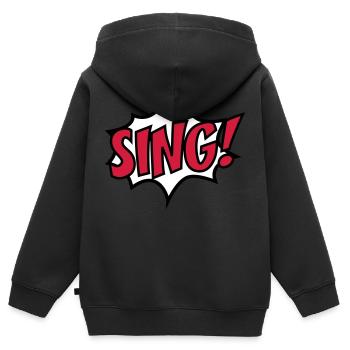singen - Kinder Premium Organic Zip Hoodie - Schwarz - Hinten - AI Model Kid Male (0cm)