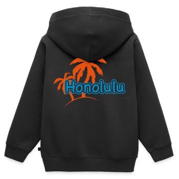 Honolulu Palmen Strand Hawaii Urlaub 1c - Kinder Premium Organic Zip Hoodie - Schwarz - Hinten - AI Model Kid Male (0cm)
