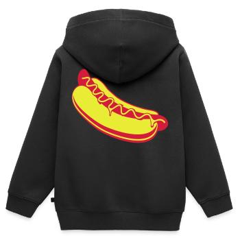 Hot dog - Kinder Premium Organic Zip Hoodie - Schwarz - Hinten - AI Model Kid Male (0cm)