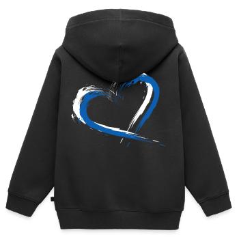 Drapeau de coeur couleurs de drapeau de la Grèce - Sweat Premium à capuche zippé enfant bio - noir - Dos - AI Model Kid Male (0cm)