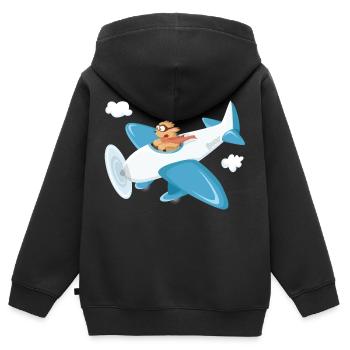 Boo und Flugzeug oo-Serie - Kinder Premium Organic Zip Hoodie - Schwarz - Hinten - AI Model Kid Male (0cm)