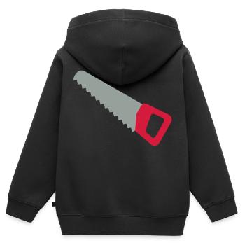 Säge - Kinder Premium Organic Zip Hoodie - Schwarz - Hinten - AI Model Kid Male (0cm)