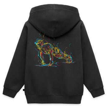 Abstrakter Mann beim Liegestütz - Kinder Premium Organic Zip Hoodie - Schwarz - Hinten - AI Model Kid Male (0cm)