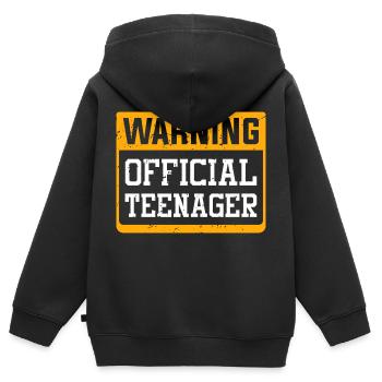 Avertissement officiel adolescent - Sweat Premium à capuche zippé enfant bio - noir - Dos - AI Model Kid Male (0cm)