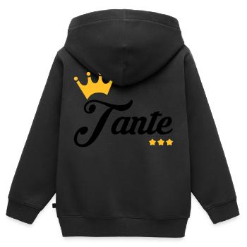 Oncle / Tante / Cousin / Cousine - Sweat Premium à capuche zippé enfant bio - noir - Dos - AI Model Kid Male (0cm)