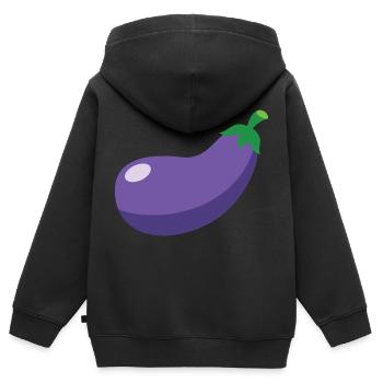Aubergine - Sweat Premium à capuche zippé enfant bio - noir - Dos - AI Model Kid Male (0cm)