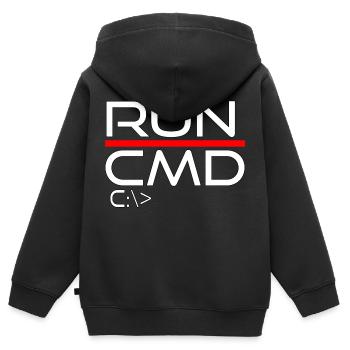run cmd - Kids Premium Organic Zip-up Hoodie - black - Back - AI Model Kid Male (0cm)