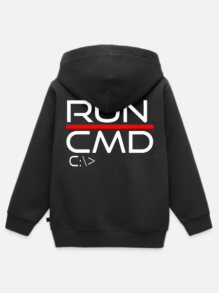 run cmd - Kids Premium Organic Zip-up Hoodie - black