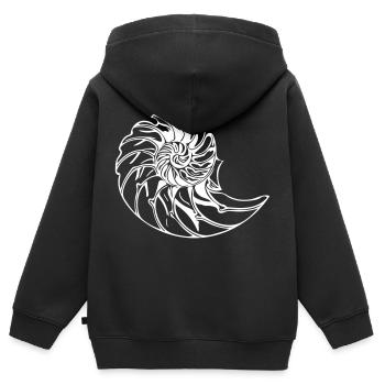 Elegante Muschel - Kinder Premium Organic Zip Hoodie - Schwarz - Hinten - AI Model Kid Male (0cm)