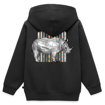 Rhinocéros - Sweat Premium à capuche zippé enfant bio - noir - Dos - AI Model Kid Male (0cm)