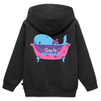 Time to relax, time to Whalax - Kids Premium Organic Zip-up Hoodie - black - Back - AI Model Kid Male (0cm)