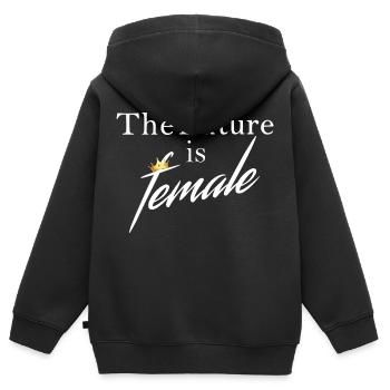 Female Future - Kids Premium Organic Zip-up Hoodie - black - Back - AI Model Kid Male (0cm)