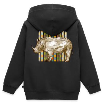Nashorn - Kinder Premium Organic Zip Hoodie - Schwarz - Hinten - AI Model Kid Male (0cm)